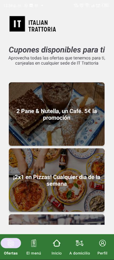 App coupons screen